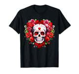 DAY OF DEAD RED FLOWER SUGAR SKULL DIA DE LOS MUERTOS MEXICO T-Shirt