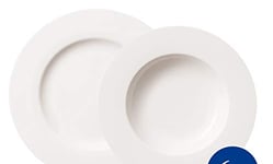 Villeroy & Boch - Twist White ensemble d’assiettes pour 6 personnes, 12 pièces, vaisselle élégante en porcelaine premium, blanches, adaptées au lave-vaisselle, Blanc, 12-teilig