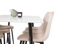 Venture Design Polar & Polar matgrupp Vit/beige 6 st stolar & bord 180 x 90 cm