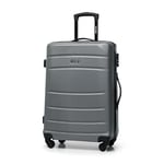 WITTCHEN Valise de Voyage Bagage à Main Valise Cabine Valise Rigide en ABS avec 4 roulettes pivotantes Serrure à Combinaison Poignée télescopique Globe Line Taille M Gris