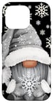 Coque pour iPhone 16 Pro Cool Grey Goth Gnome With Cute Snowflake Pattern For Winter