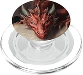 Aesthetic Gothic Red Dragon Reading Book Painting Bookish PopSockets PopGrip for MagSafe