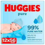 Huggies Pure, Baby Wipes, 12 Packs (672 Wipes Total) - Natural Wet Wipes for Sensitive Skin - 99 Percent Pure Water - Fragrance Free to Clean and Protect