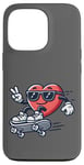 Coque pour iPhone 13 Pro Skateboard patineur coeur Saint-Valentin