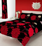 GC GAVENO CAVAILIA Floral Duvet Cover, Flower Bedding Sets Single, Super Soft Cotton Blend Quilt Covers, Black/Red