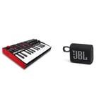 AKAI Professional MPK Mini– 25 Key USB MIDI Keyboard Controller with 8 Backlit Drum Pads, 8 Knobs and Music Production Software Included & JBL GO 3 - Wireless Bluetooth portable speaker
