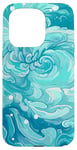 iPhone 15 Pro Swirl Blue Color Illustration Pattern Abstract Art Case