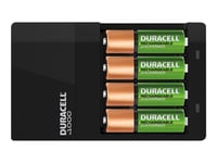 Duracell High-Speed Value CEF14 - 4 h chargeur de batteries - (pour 4xAA/AAA) 2 x type AA - NiMH - 1300 mAh - 7 Watt - avec 2 piles rechargeables AAA NiMH 750 mAh