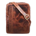 STILORD 'John' Vintage Sacoche Petite Cuir Homme Sac à Bandoulière pour Tablette PC 8.4 Pouces Sac à l'Épaule Cuir Véritable, Couleur:Kara - Cognac