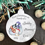 Personalised First Christmas as Family  3 Mummy Daddy New Baby Tree Bauble  Gift