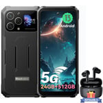 Blackview BL8000 Smartphone Incassable 5G 24Go+512Go 6.78" 8800mAh 50MP Noir avec Airbuds 8(Noir)