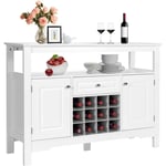 Goplus - Buffet de Cuisine avec Support Amovible de Rangement pour 12 Bouteilles, Etagere, Tiroir, Portes de Rangement, Meuble de Bar pour Cuisine et