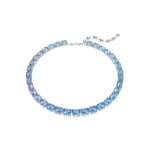 Swarovski Collier Millenia, taille octogonale, dégradé de couleur, bleu, métal rhodié