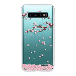 Evetane - Coque Silicone Compatible Samsung Galaxy S10 - Protection Intégrale 360, Fine et Transparente - Coque Avant & Arrière - Haute Résistance - Chute De Fleurs