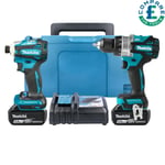 Makita DLX2455TJ 18V Combi & Impact Driver + 2 x 5Ah Batteries, Charger & Case