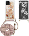 Étui À Paillettes Liquides Avec Pendentif Mobile Avec Corde De Suspension Pour Galaxy Note 10 Lite, Étui À Sables Mouvants Brillant Liquide Avec Sangle De Collier Réglable, Couleur Arc En Ciel