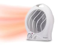 BEPER P203TER202 radiateur soufflant salle de bain, Chauffe-ventilateur, 2000W, 2 Puissances sélectionnables, Chauffe-ventilateur compact avec thermostat réglable, Mode éco et arrêt automatique, Blanc