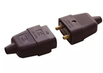 2 Pin Rubber Black 10 A 10A Heavy Duty Mains Connector Mowers, Strimmer, Tools