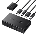 Kvm Hdmi Switch 4K 60Hz 2 Entrées 1 Sortie 2 Pc Partagent 1 Écran Et 4 Ports Usb Pour Clavier Souris Imprimante Clé Usb Hdd Commutateur Kvm Switch Hdmi Usb Avec Contrôle De Bureau Et Hdmi Câble