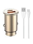 LDNIO C506Q USB USB-C Car charger + Lightning Cable