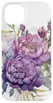 iPhone 14 Plus Vibrant Purple Peonies with Lilac and Greenery Case