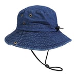 JK Home Bob Homme Chapeau de Soleil Femme Pliable Anti UV Pêcheur Eté Cordon Réglable Randonnée Bleu Foncé