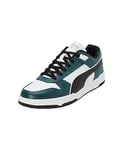 PUMA Unisex Rbd Game Low Baskets, Puma White Puma Black Malachite Puma Gold, 37.5 EU