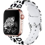 Wepro Replacement Strap Compatible with Apple Watch Strap 45mm 44mm 42mm, Pattern Printed Soft Silicone Wrist Bands for Apple Watch SE/iWatch Series 7/6/5/4/3/2/1, 42mm/44mm/45mm-M/L, Black Leopard