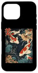 Coque pour iPhone 16 Pro Max Beauté Koi Fish Pond Japan Zen Garden Vintage Art Lovers