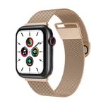 FVKOOG Bracelet de rechange en métal et acier inoxydable rose doré - Compatible avec Apple Watch Band - 45 mm, 44 mm, 42 mm - Boucle en maille magnétique - Taille L