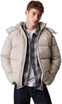 Calvin Klein Men’s Essentials Down Puffer Jacket with Hood, Grey (Flint Gray), S