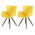 Lot de 2 chaises style scandinave velours jaune et métal noir - lotus