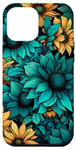 iPhone 12 Pro Max Teal Blue Sunflower Design Simple Flower Case