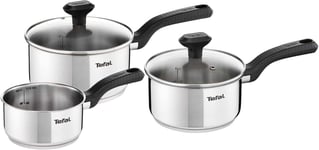 Tefal 3 Piece Comfort Max, Stainless Steel Saucepan Set, Silver