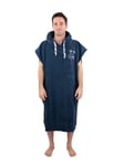 ALL-IN - Poncho Manches Courtes pour Homme - Surf, Bain et Plage - Tissu Eponge Velours 380g/m² 100% Coton - Capuche et 2 Poches - Taille Unique - Gris/Bleu