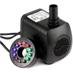 1164/5000 15W 700L / H Pompe à eau submersible avec 12 LED couleur LED pour fontaine Piscine Eau de jardin Réservoir de poissons Aquarium Eau