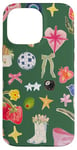 Coque pour iPhone 14 Pro Max Collage vert cowgirl Y2K avec nœud mignon et esthétique