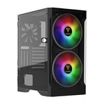 GAMDIAS PC Gamer Boitier, Boîtiers Gaming ATX Moyen Tour Vide, Airflow Case, 2 Ventilateurs ARGB de 200 mm Intégrés, Fenêtre en Verre Trempé, Noir