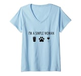 Coffee Wine And Dogs I'm A Simple Woman Cute V-Neck T-Shirt