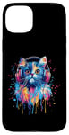 Coque pour iPhone 15 Plus Persian Cat Lovers Pop Art Casque audio amusant chat persan