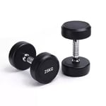 25KG Rubber Dumbbells Pair Round Shape Lifting Hand Weights Home Gym Dumbbells