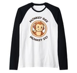 Funny Monkey. Monkey See Monkey Do. Adorable Kawaii Animals Raglan Baseball Tee