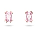 Swarovski Clous d'Oreilles Stilla, Cristal Rose Élégant, Taillé Baguette sur une Monture Plaqué Or Rose