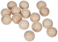 Rayher Billes en bois, naturel, 15 pces, ø 15mm, à personnaliser, arts créatifs, décoration-6252200