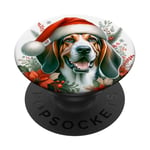 Christmas American English Coonhound Dog Watercolor Artwork PopSockets Adhesive PopGrip