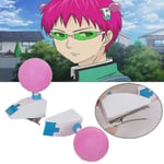 Katastrofalt Liv Rosa Hårsnodd Huvudbonad Av Anime Saiki K Cosplay, 8cm