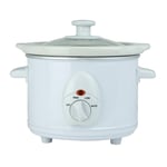 White Round Slow Ceramic Cooker Cool Touch Rapid Heat System Warmer Cook 1.5L