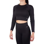 MM Sports Seamless Lux Ribbed Cropped L/S Top - Treningsgenser dame, svart - M