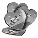 4x Heart MDF Coasters - BW - Marlin Swordfish Sea Creature  #43188