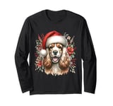 Christmas English Cocker Spaniel Dog Watercolor Artwork Long Sleeve T-Shirt